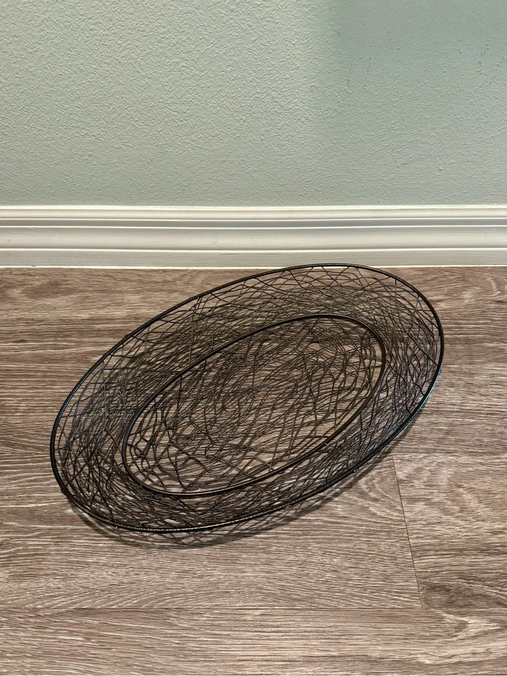 Pier 1 Brownish Bronze Oval Metal Tray. Features birds nest design.